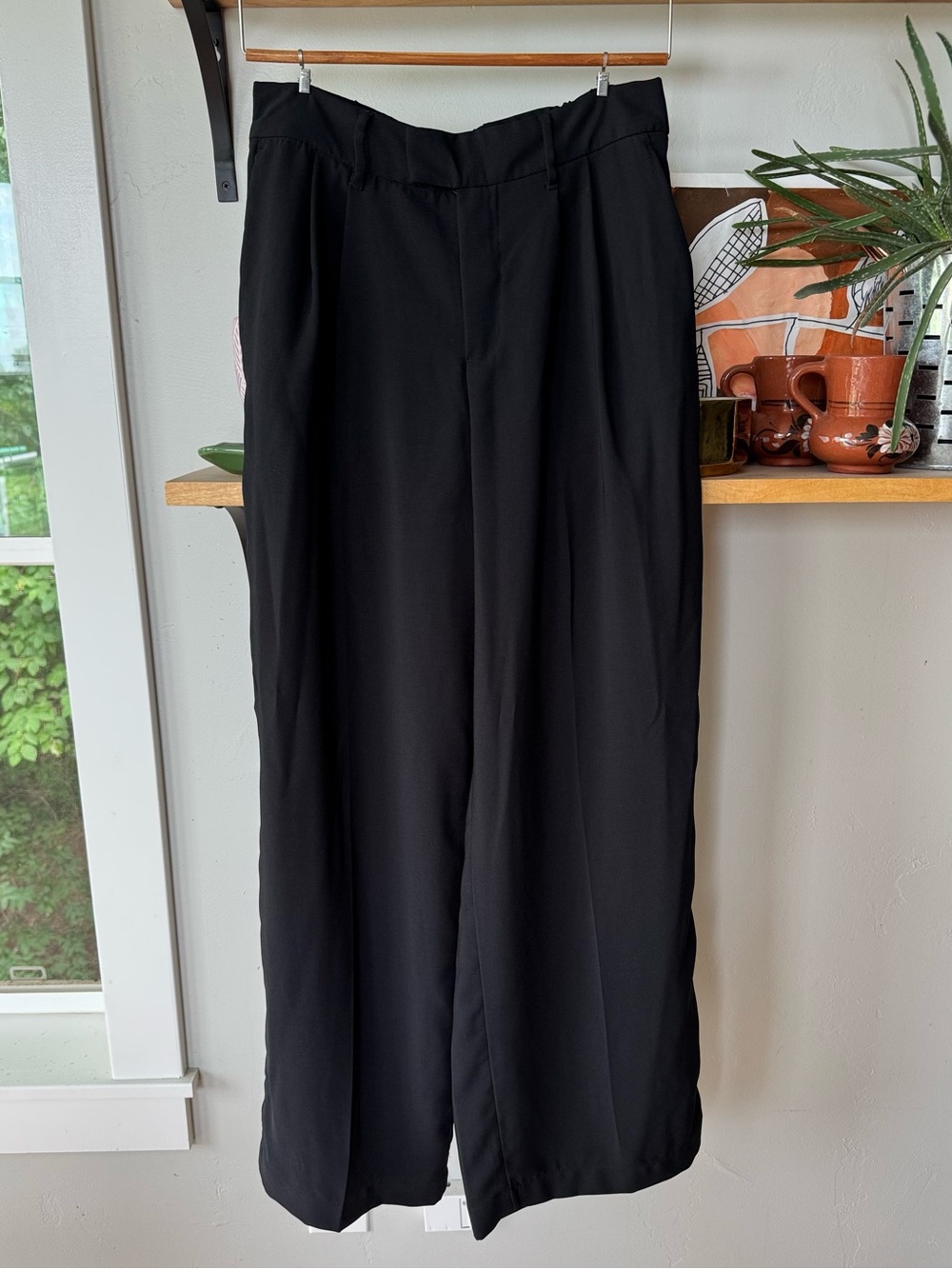 A New Day Black Crepe Wide Leg Trousers Dress Pants Sz 8